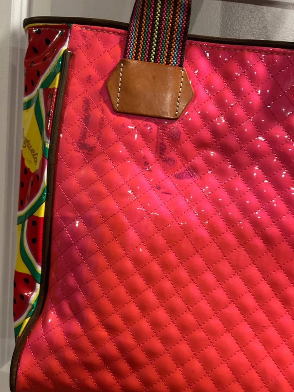 Consuela Quilted Pink Tote Bag with Embroidered Floral Motif - Picture 6 of 6